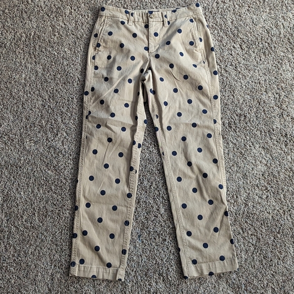 J CREW high rise girlfriend chino polkadot khaki 0 - Picture 6 of 11